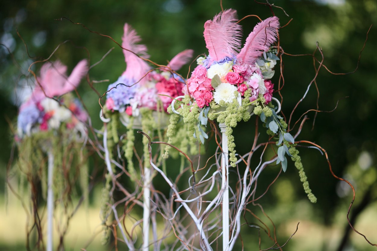 Свадебный букет с перьями