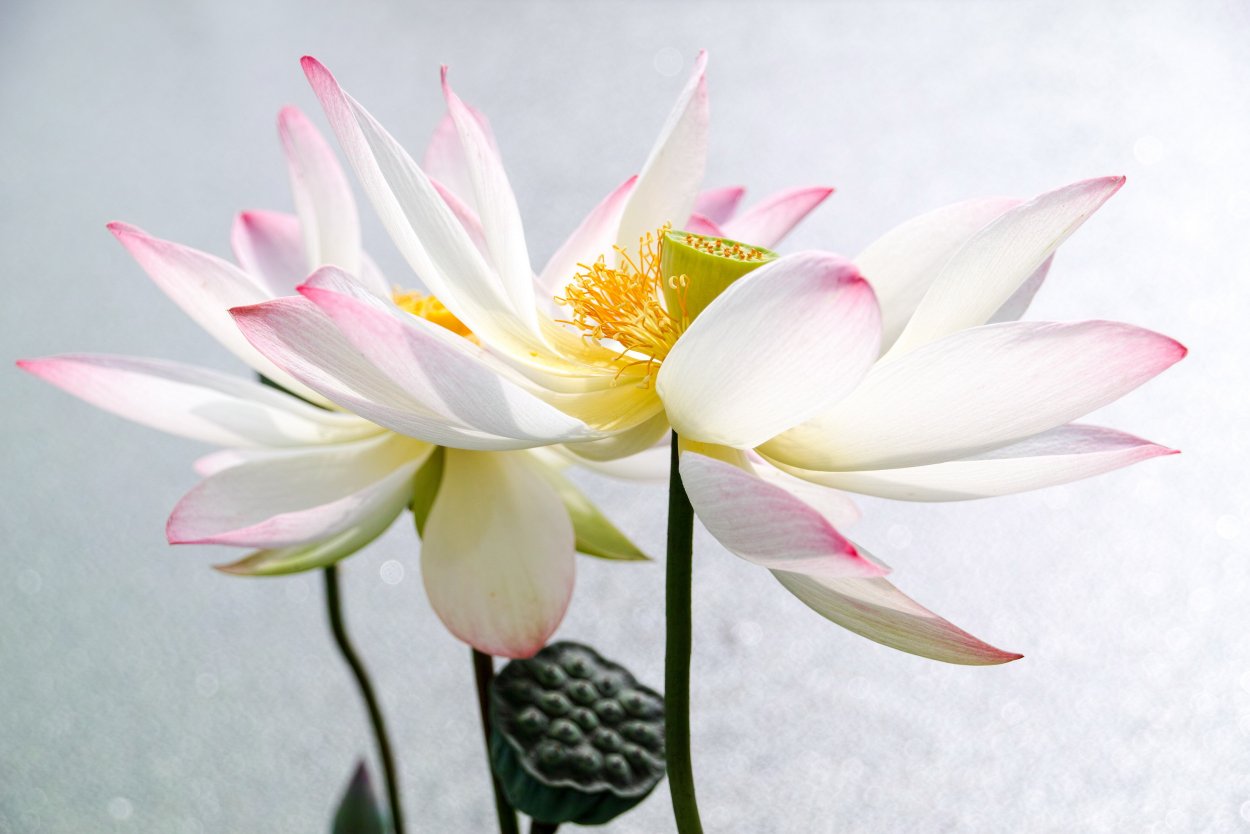 Лотос цветок бело розовый