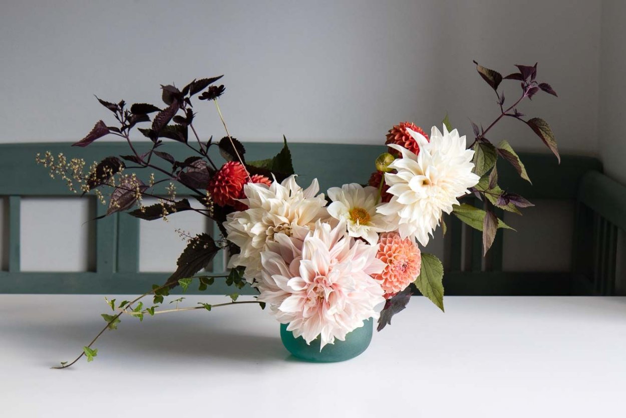 Композиция с георгинами