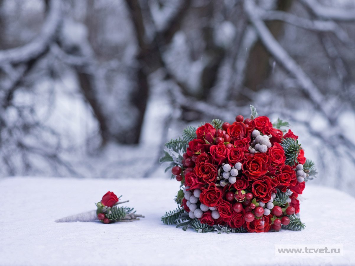 Зимний букет роз