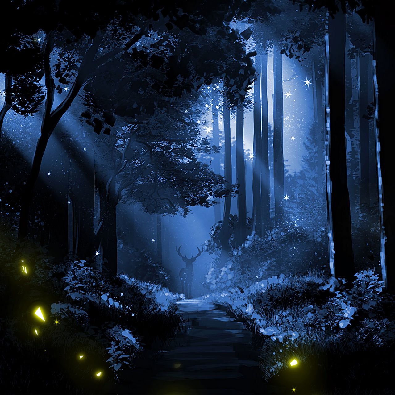 Ночной сказочный лес - 64 фото