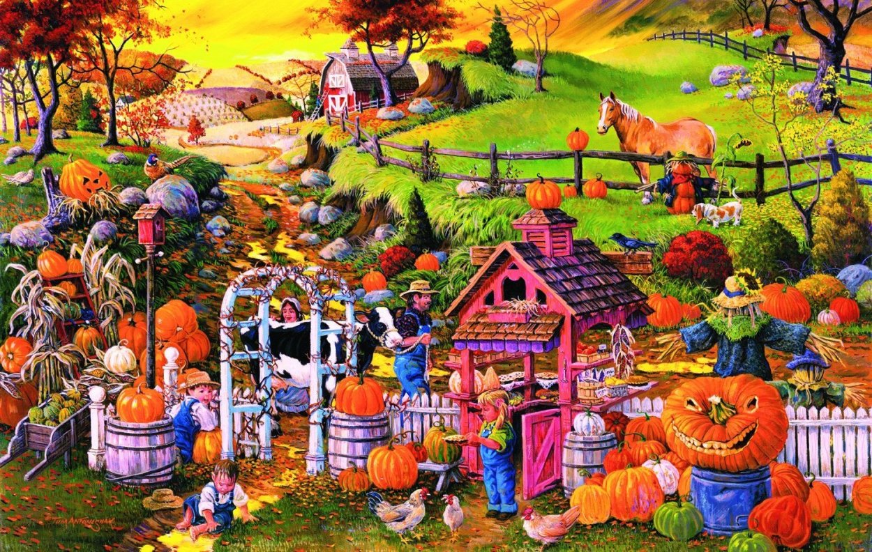 Собирают урожай осенью