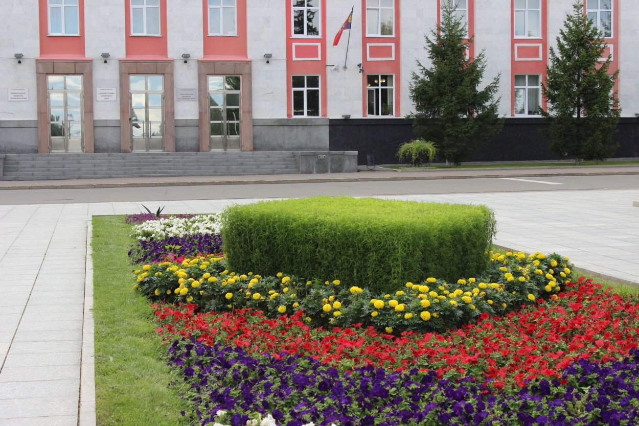 Клумбы у административных зданий