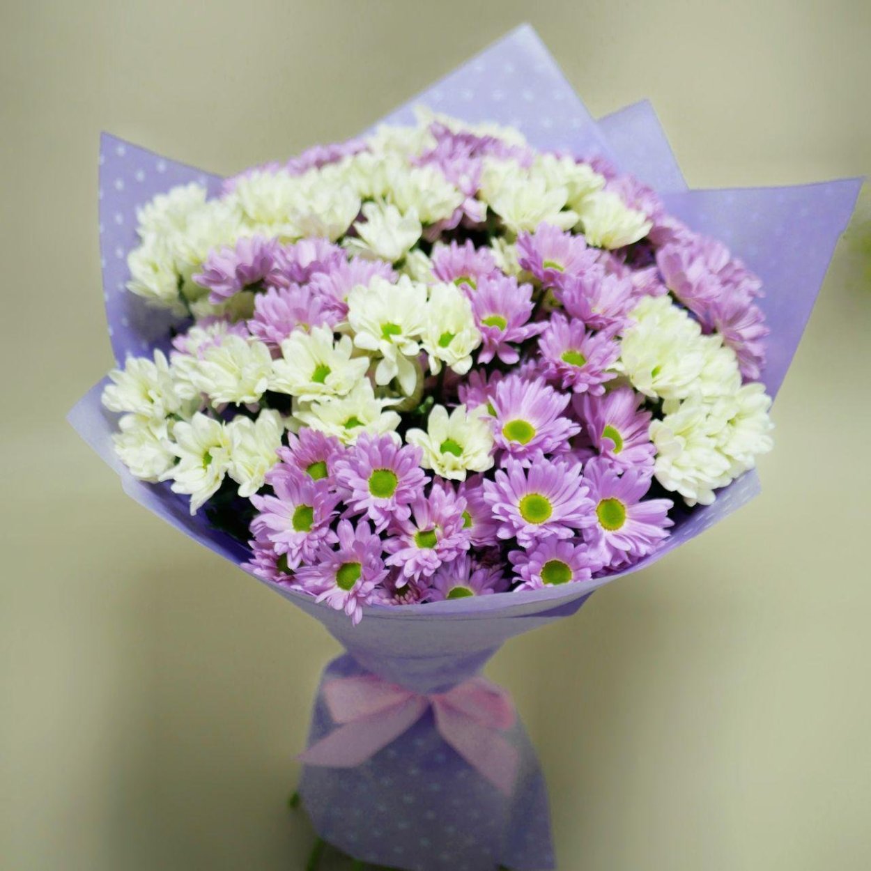 9 Хризантем букет кустовых сиреневых