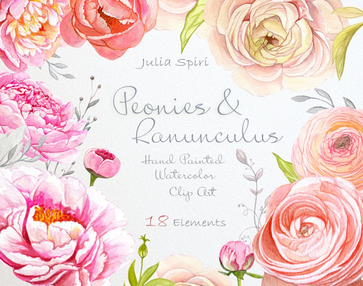 Акварельные пионы для пригласительных