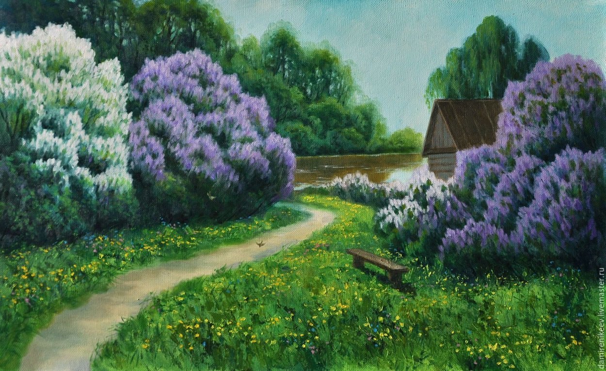 Пейзаж с сиренью в живописи