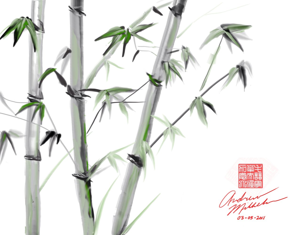Китайская живопись акварелью бамбук