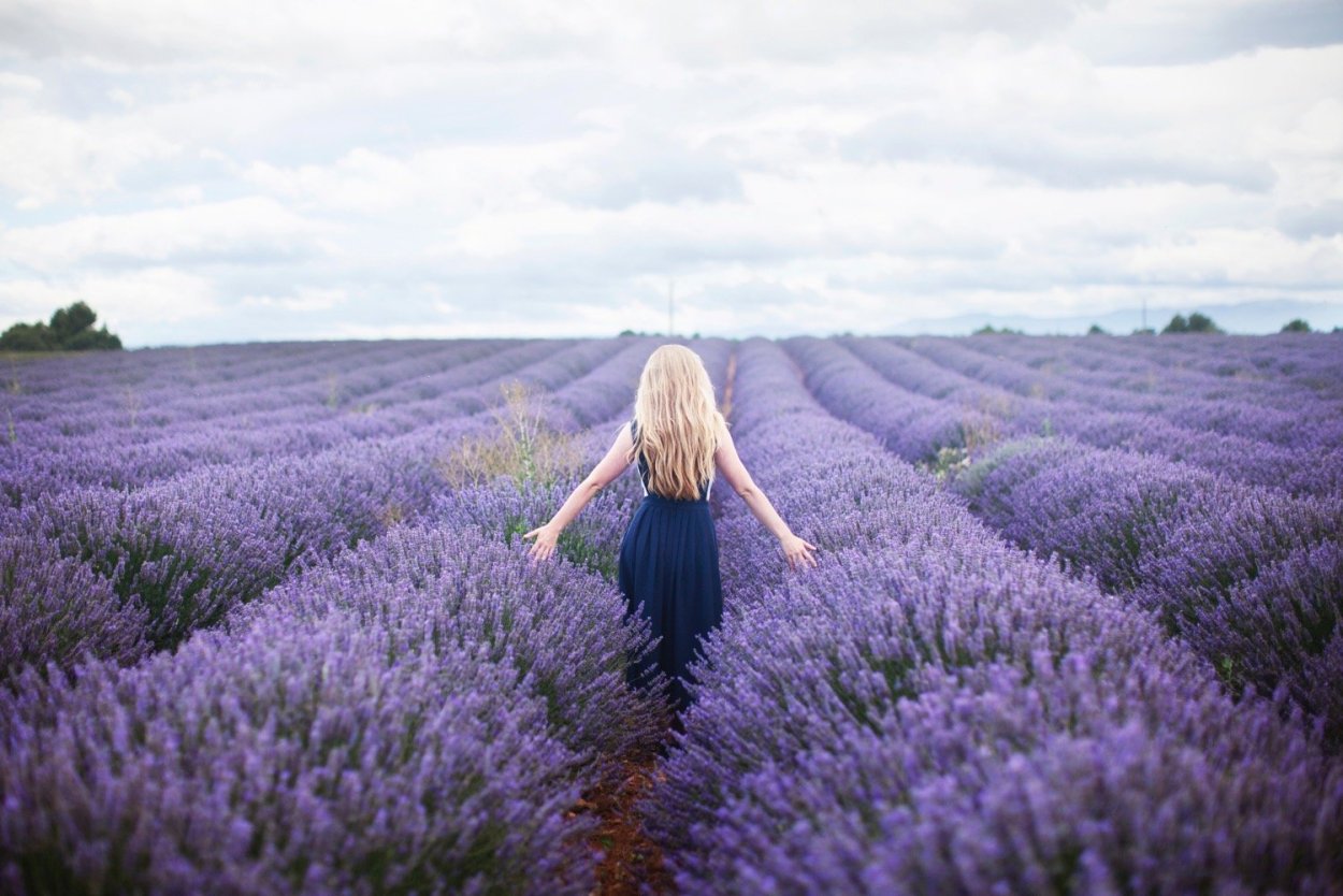 Красивая девушка в лавандовом поле