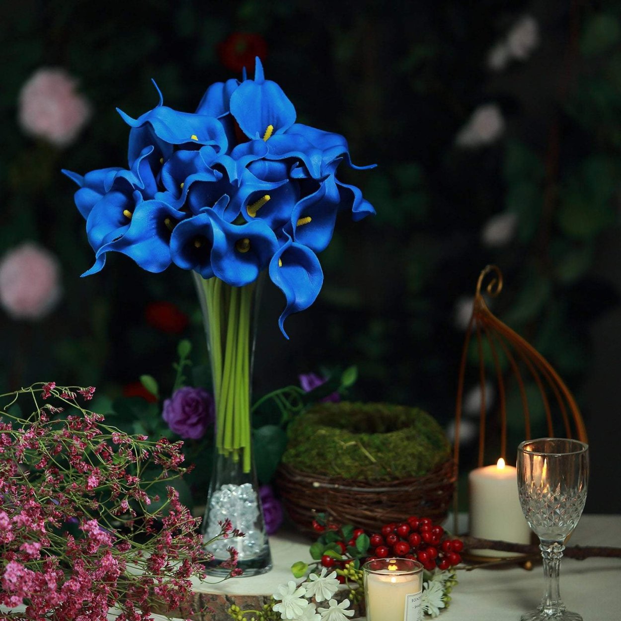 Синие каллы букет невесты