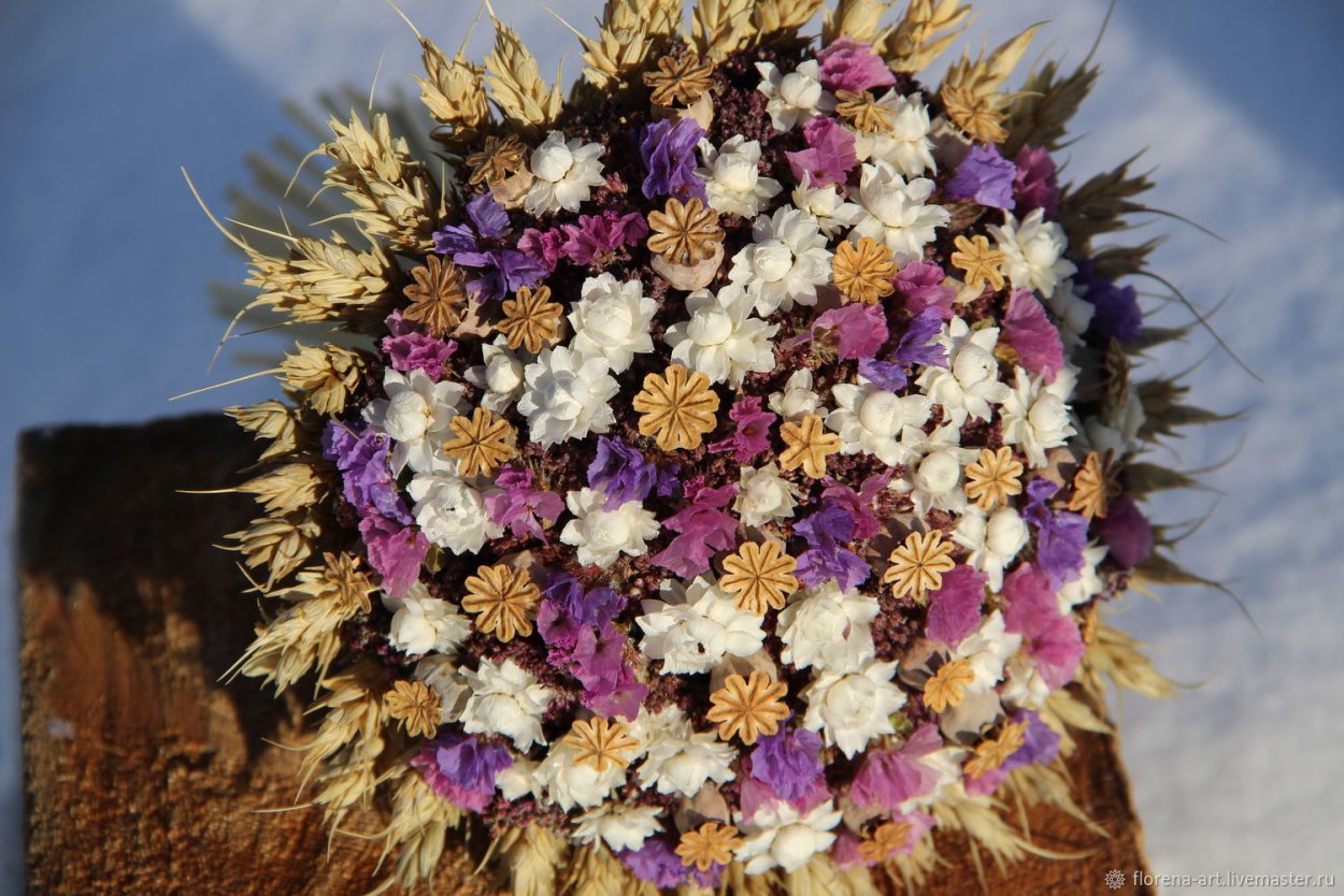 Букет с сухариками желтый с колосками