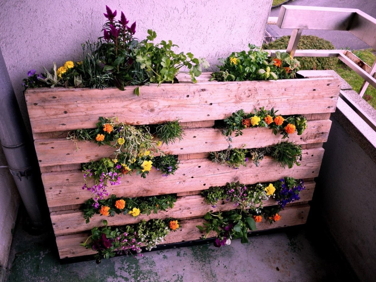 Цветник из поддонов