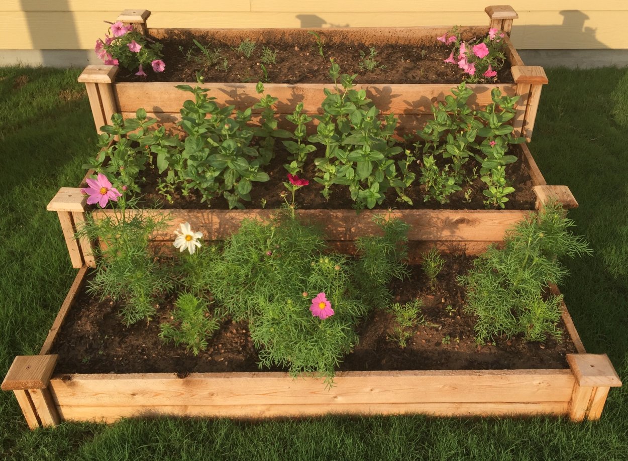 Клумба из досок для цветов