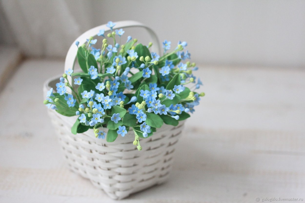 Букет из полимерной глины Незабудка