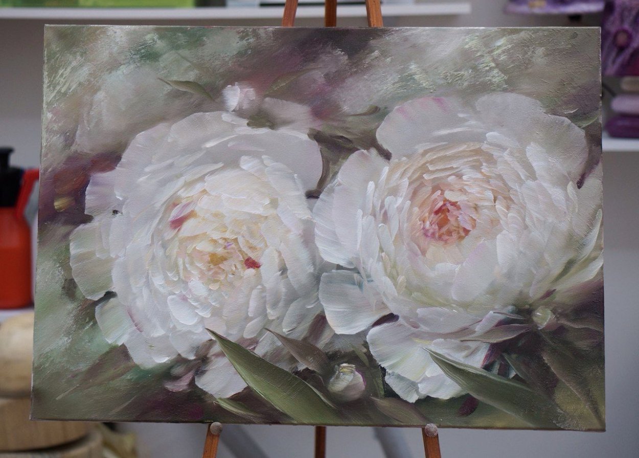 Пионы живопись Олег Буйко