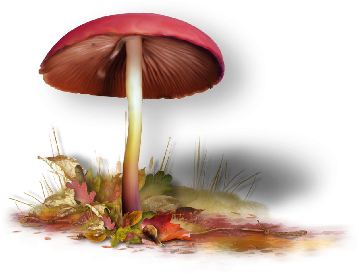 Осенние грибы на прозрачном фоне
