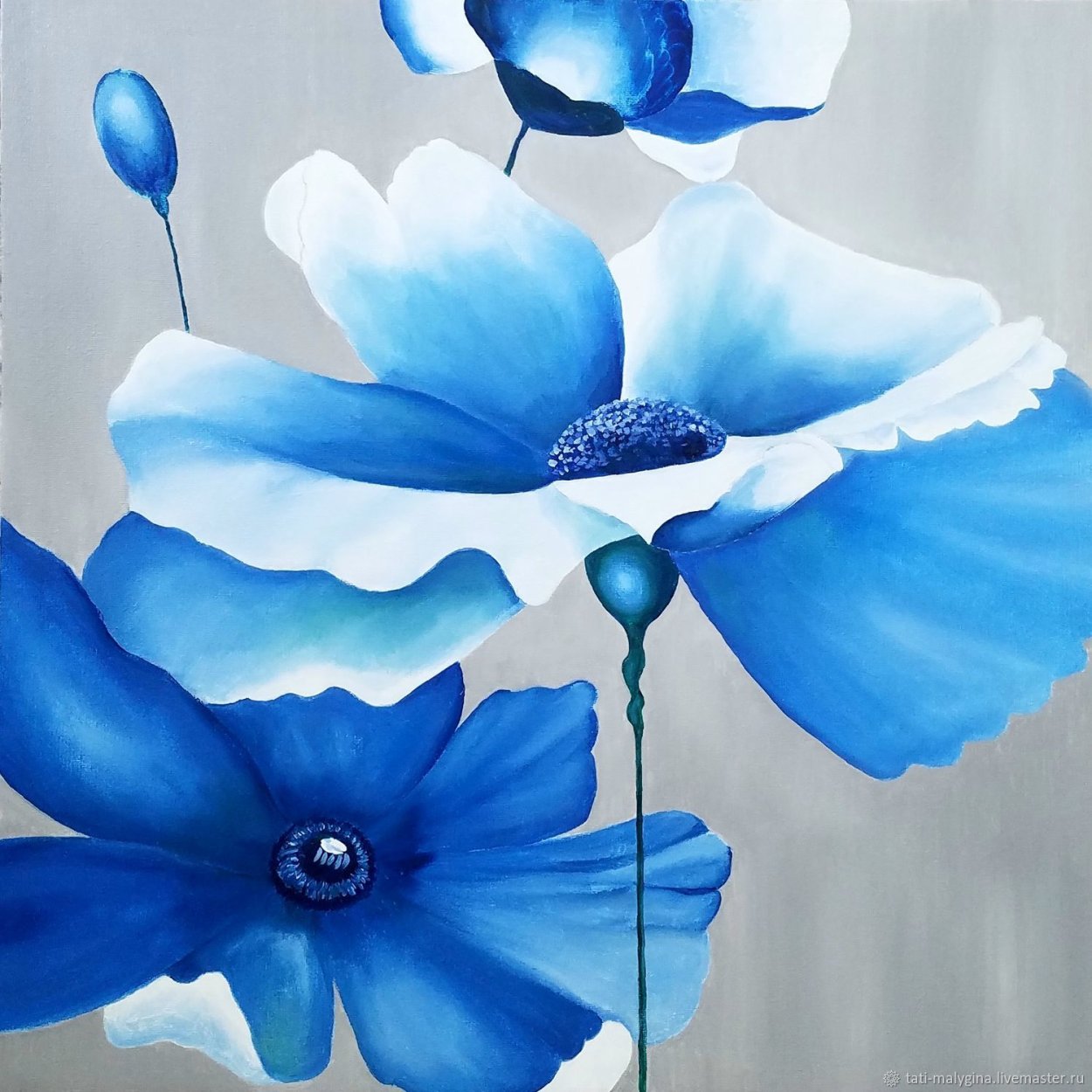 Интерьерные картины синие цветы