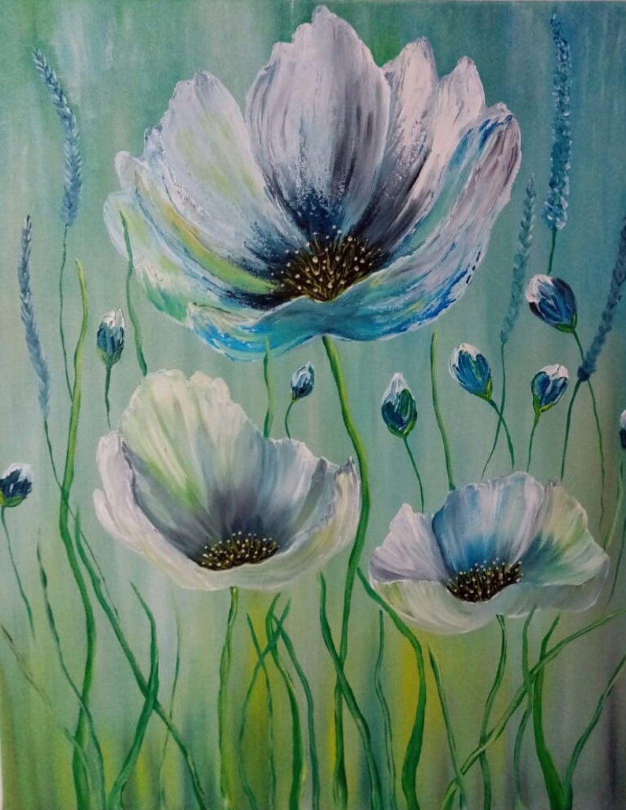 Голубые маки картина