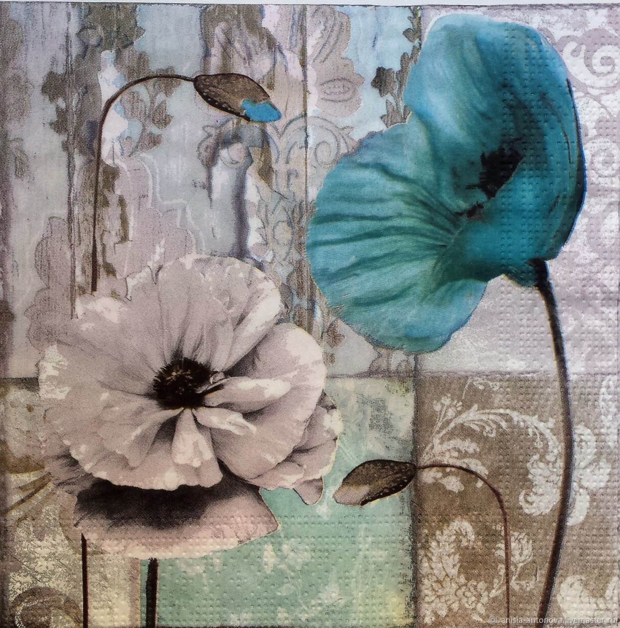 Картины с бирюзовыми цветами