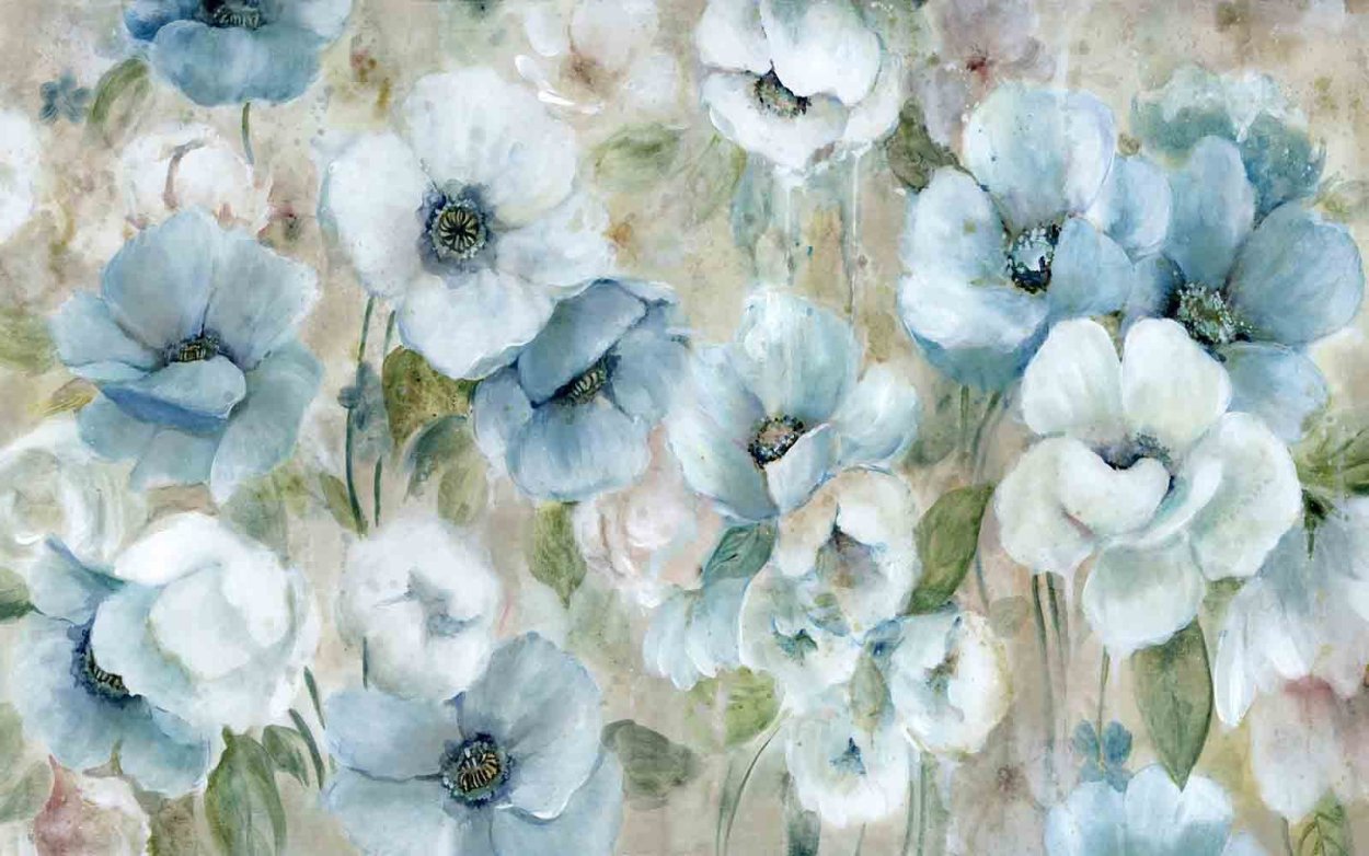 Фреска синяя цветы