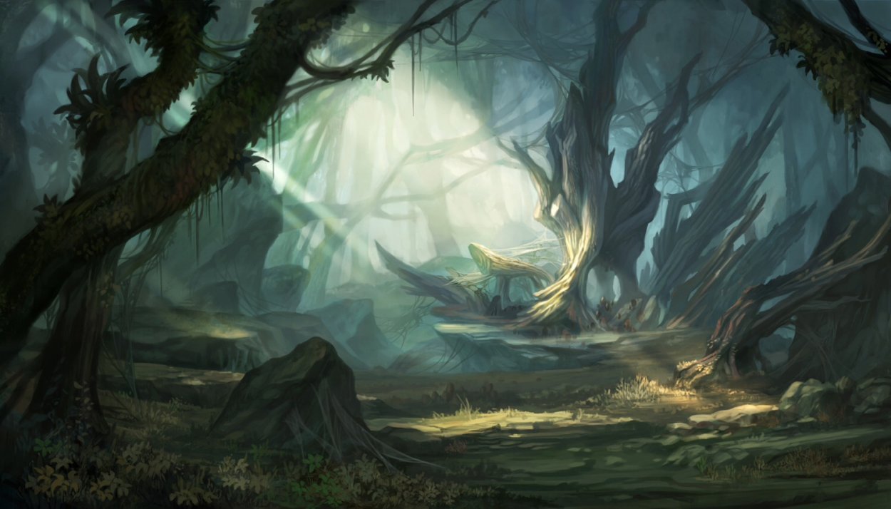 Бурелом лес стеной арт аниме