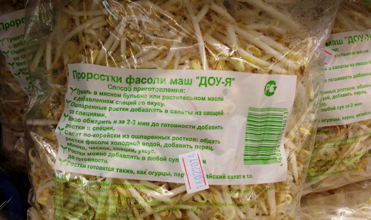 Ростки фасоли маш