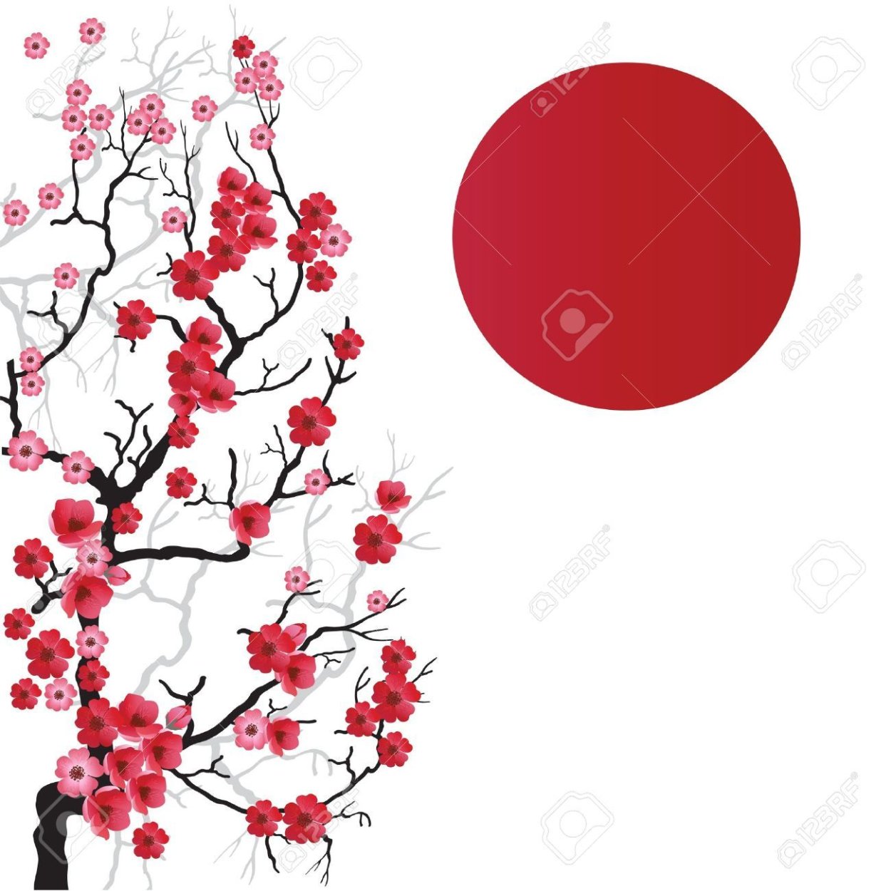 Японский флаг с сакурой