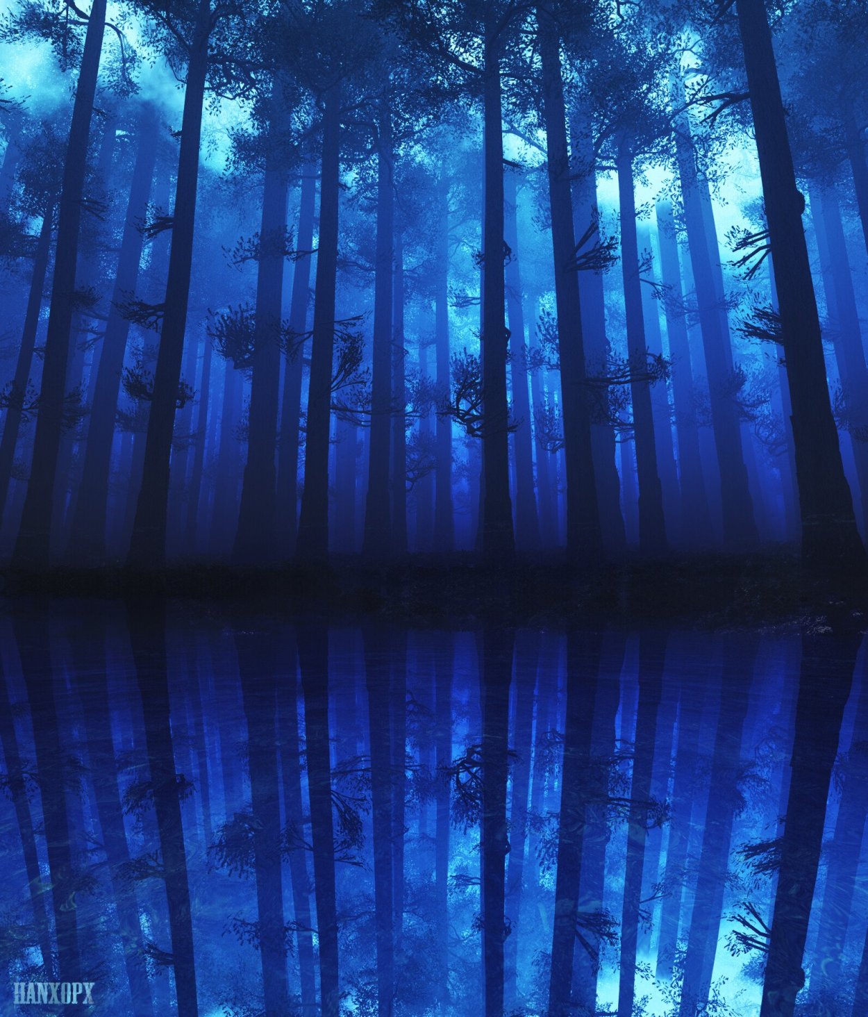 Лес в синих тонах