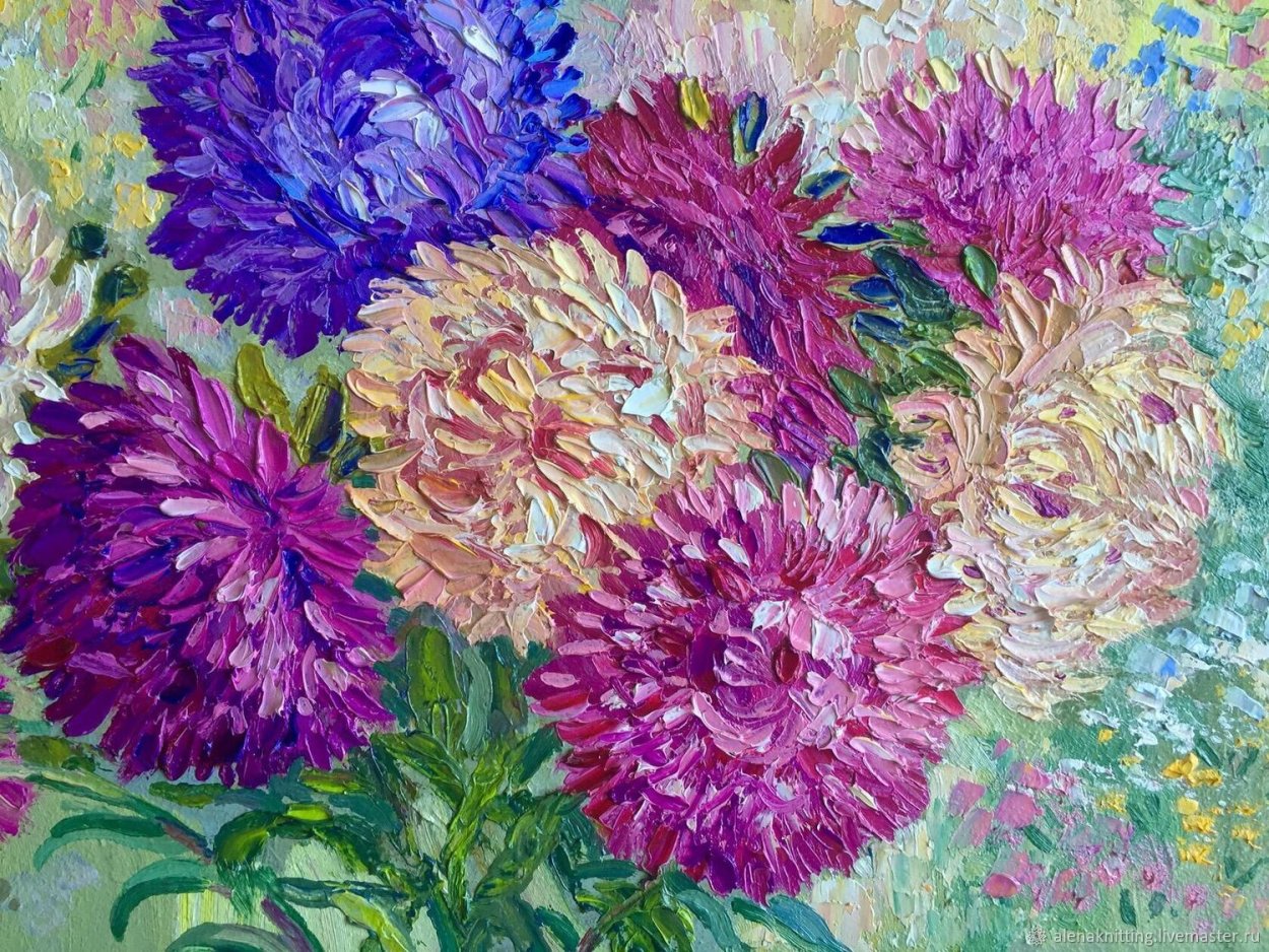 Картины маслом астры