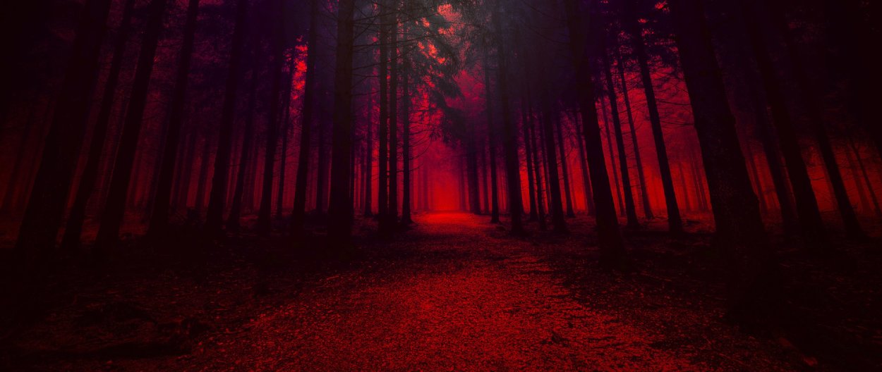 Красный жуткий лес