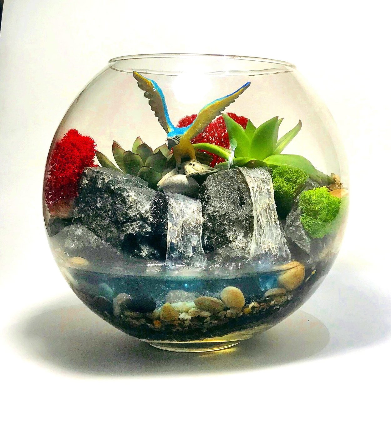 Флорариум с суккулентами и водопадом