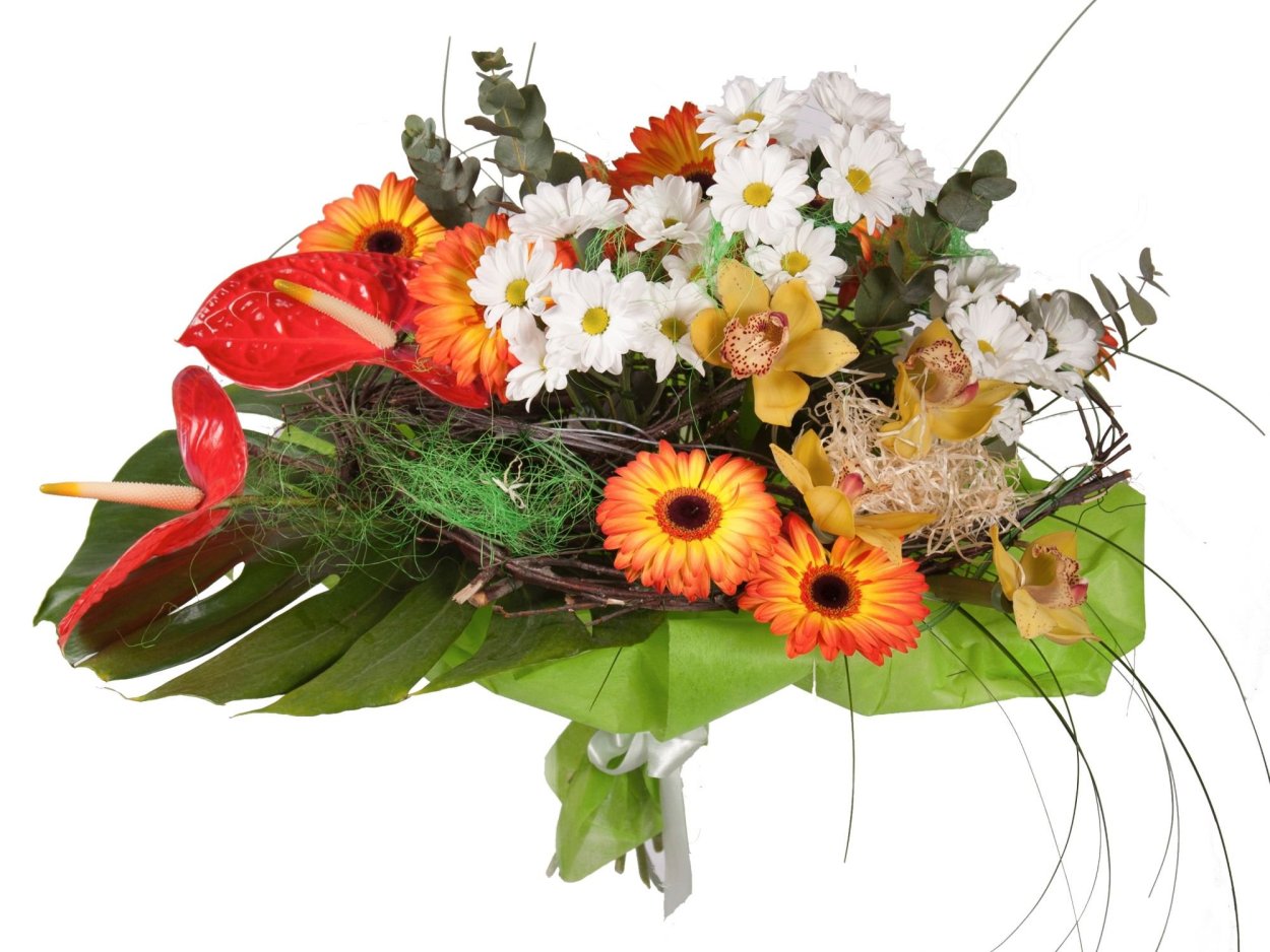 Необычные букеты на прозрачном фоне