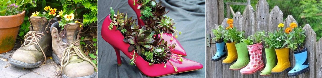 Клумба из сапог резиновых