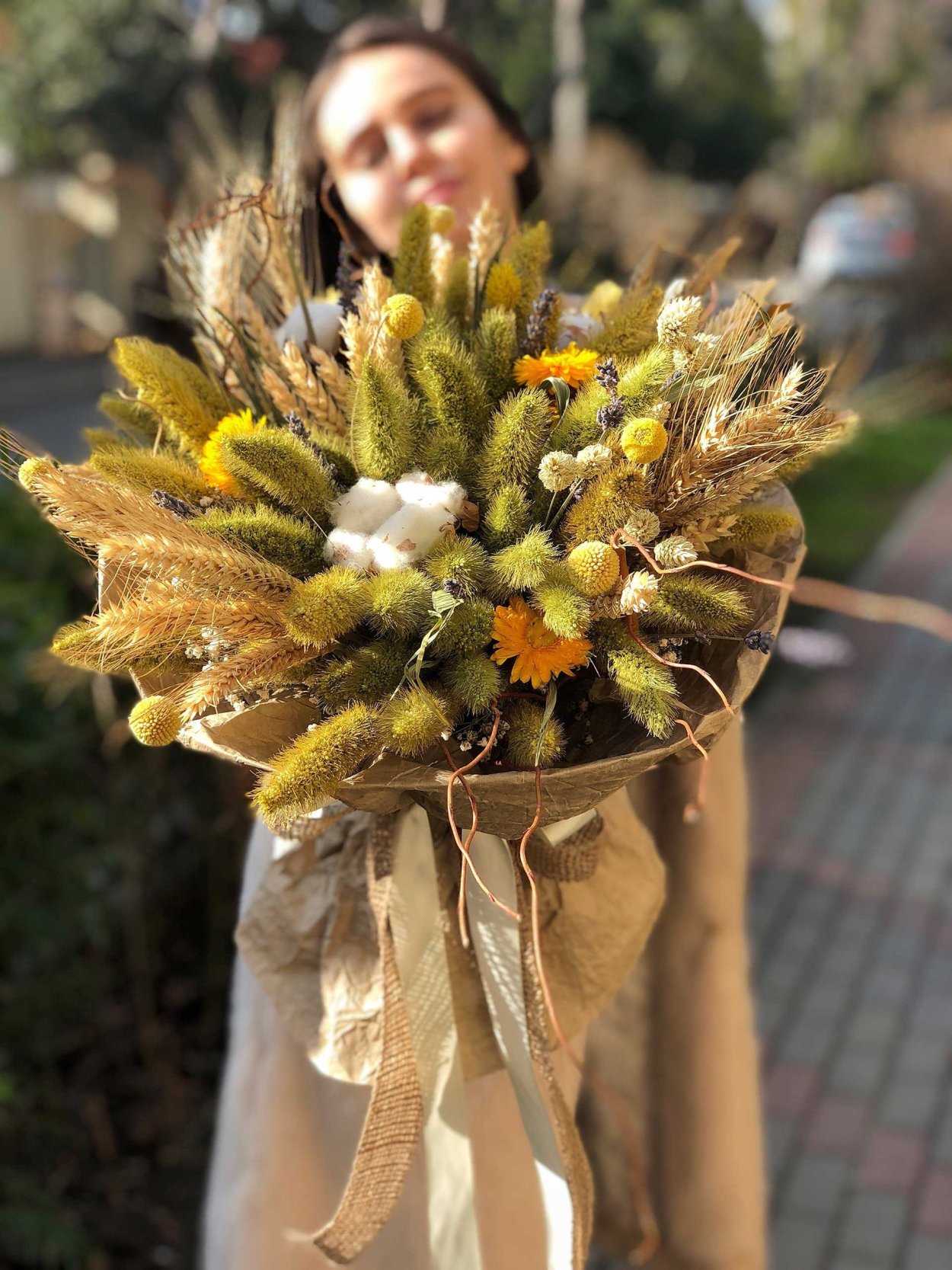 Букеты из сухоцветов с пшеницей