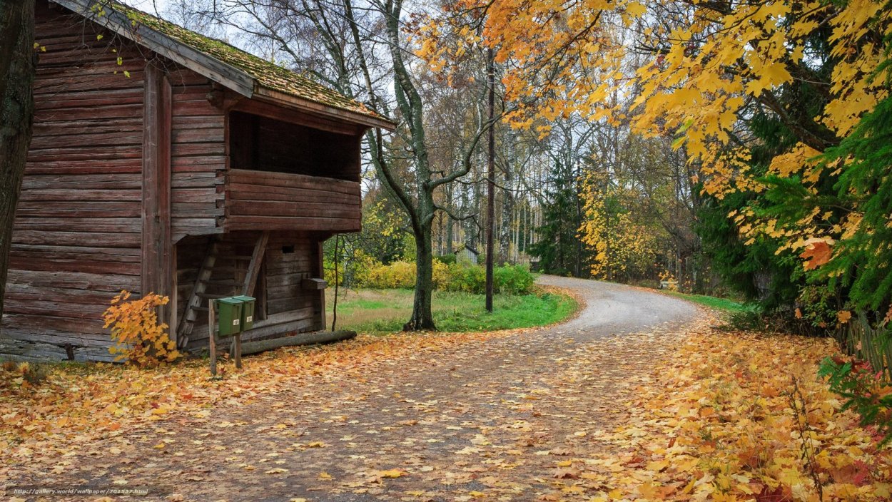 Открытки осень и домик