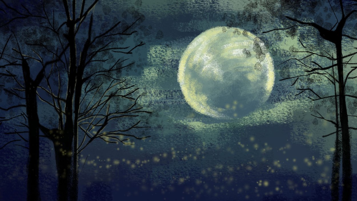 Дерево в лунном свете
