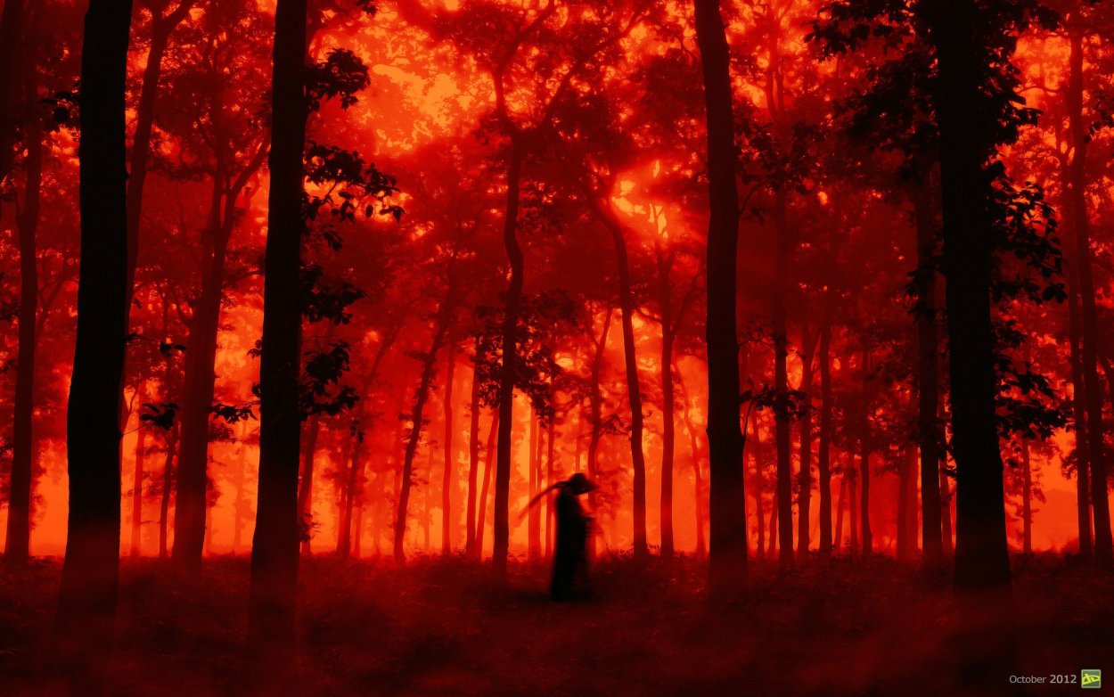 Страшный красный лес