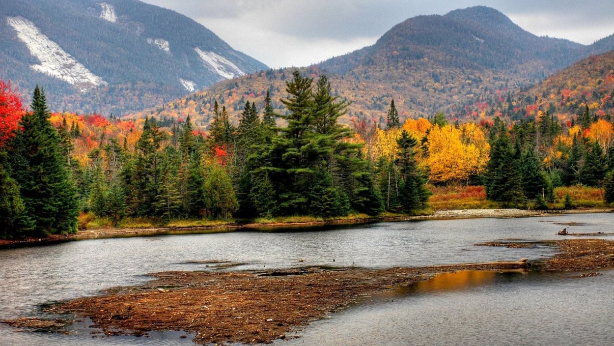 Аляска осень лес озеро