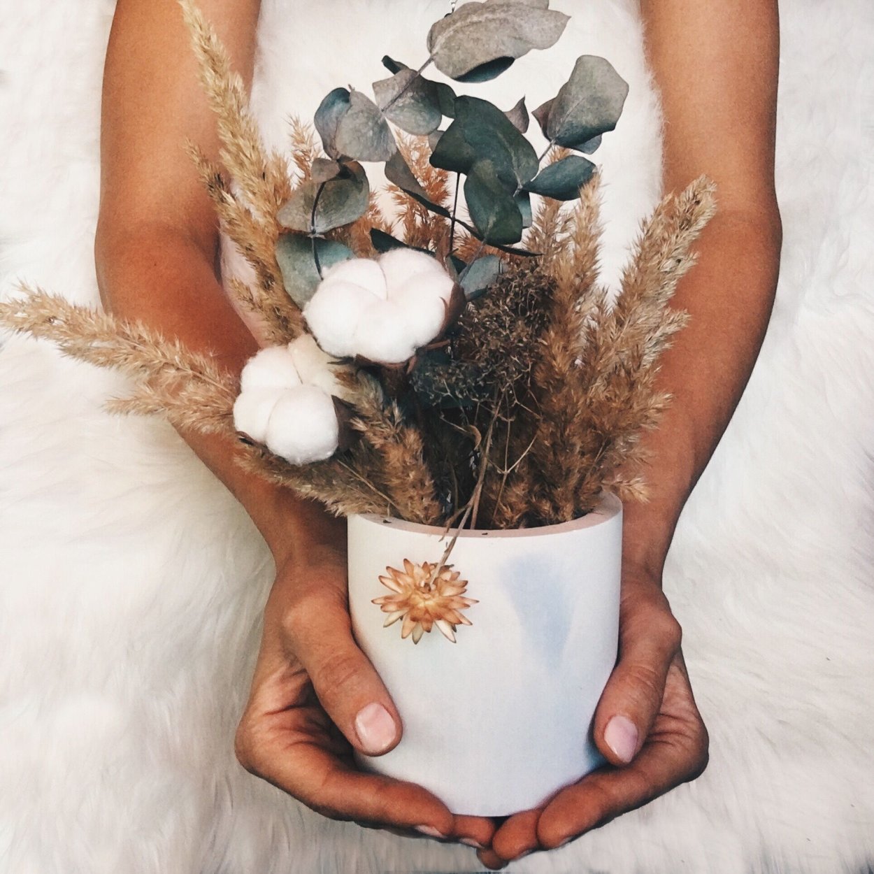 Сухоцветы в кашпо