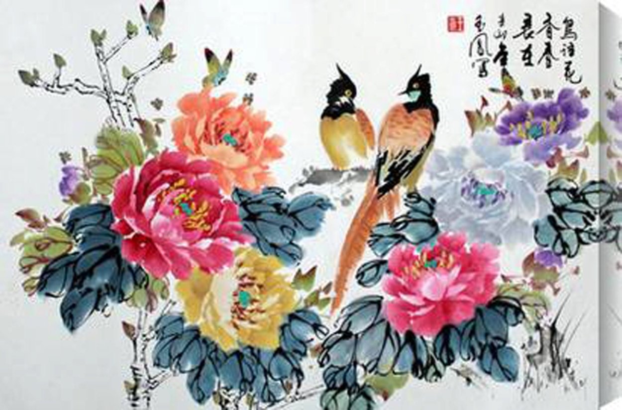 Японская гравюра цветы Конан Танигами