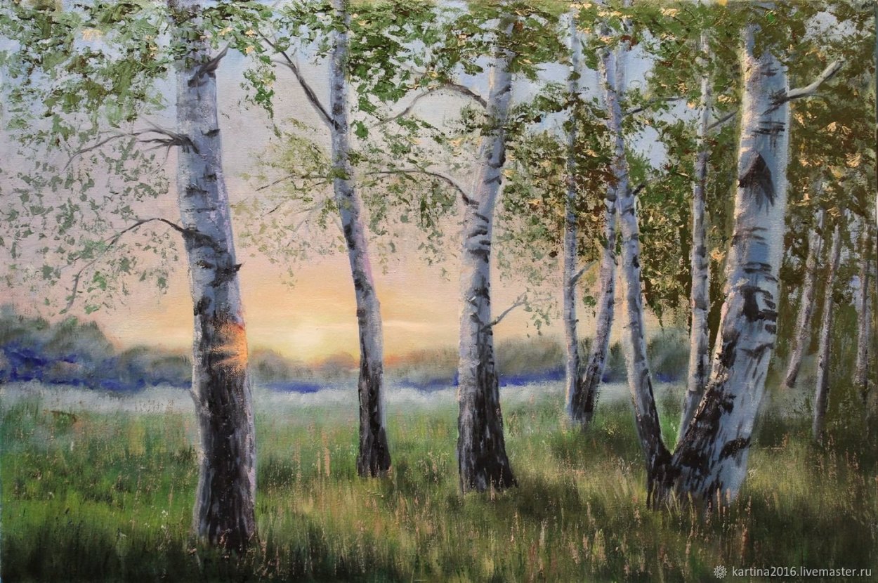 Картина береза река Шишкин