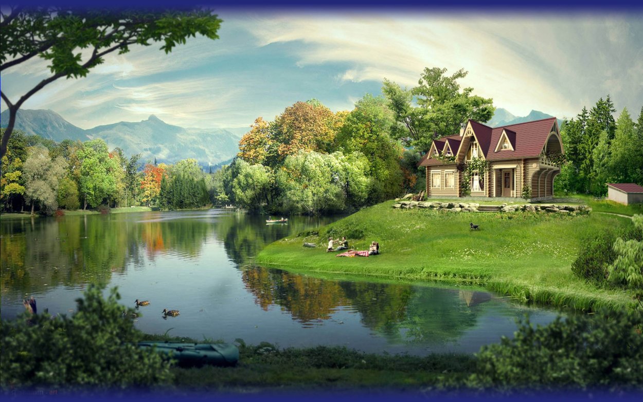 Красивый дом у воды