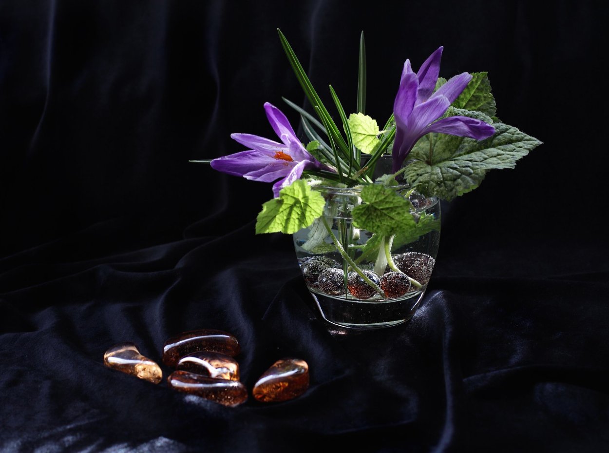 Плавающие цветы в вазе