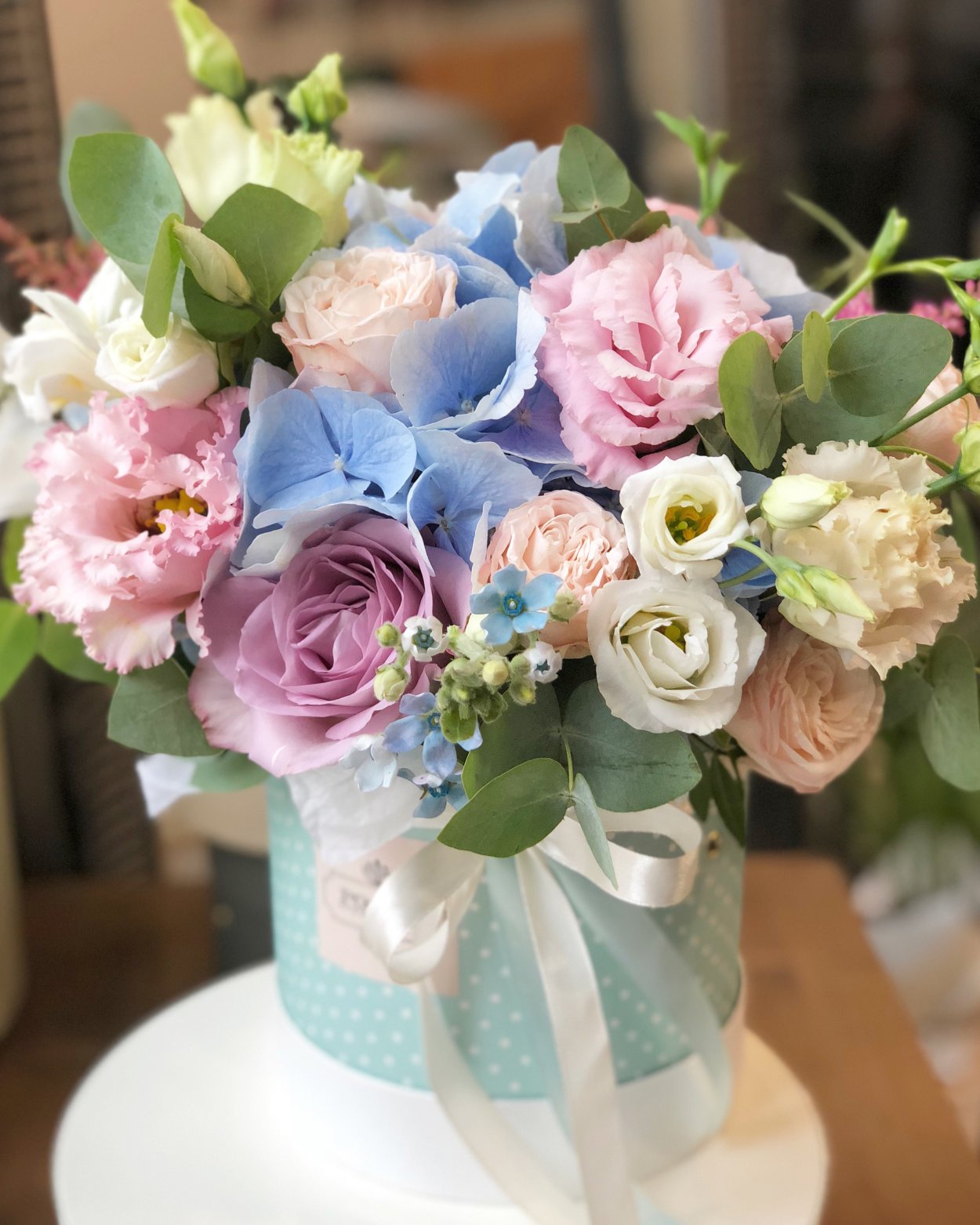 Композиция из гортензии в коробке