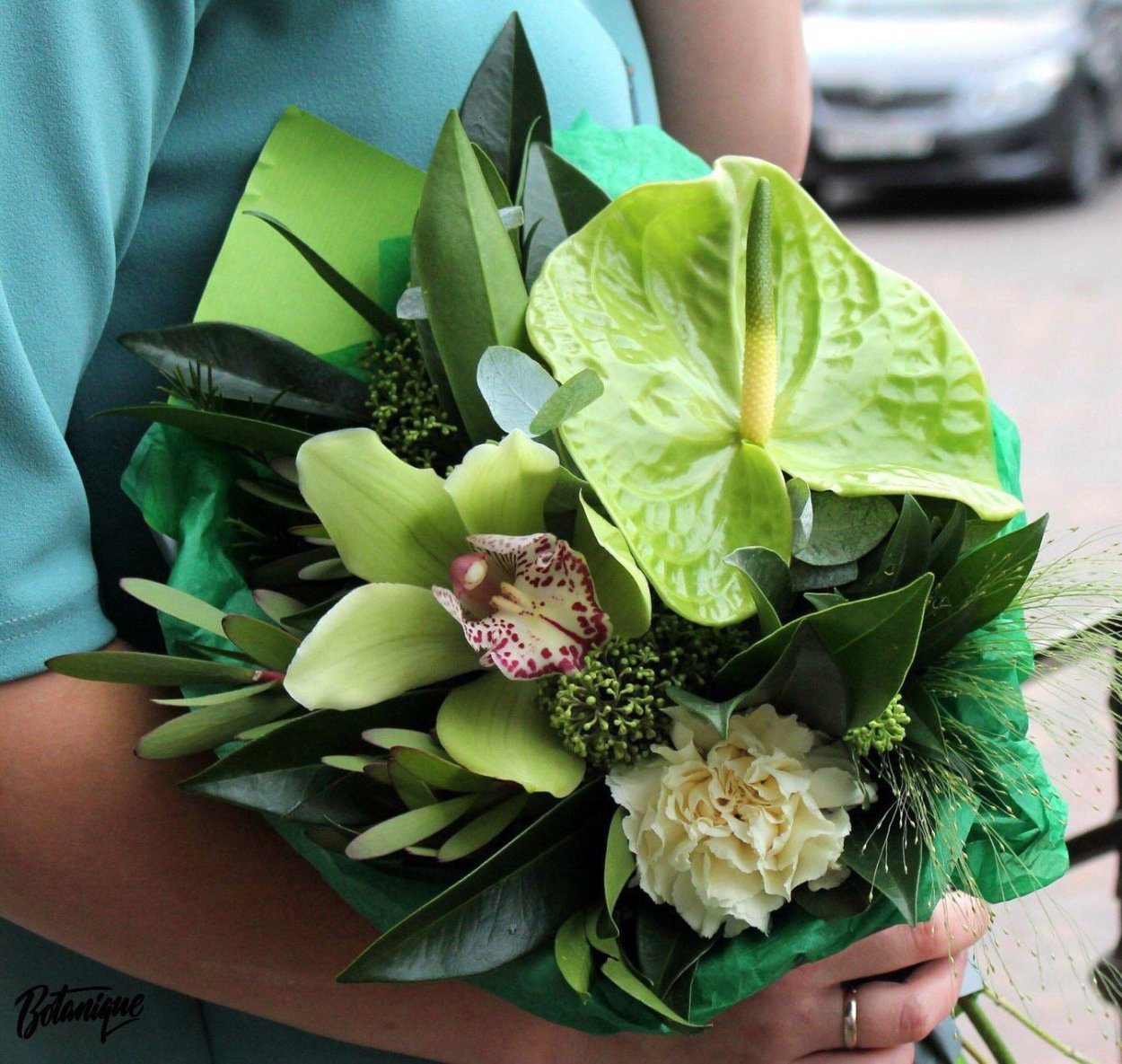 Антуриум и Орхидея букет