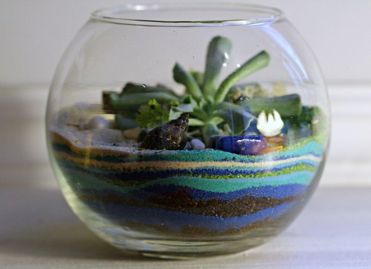 Композиция в аквариуме без воды