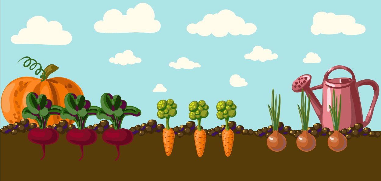 Трафарет овощи на грядке