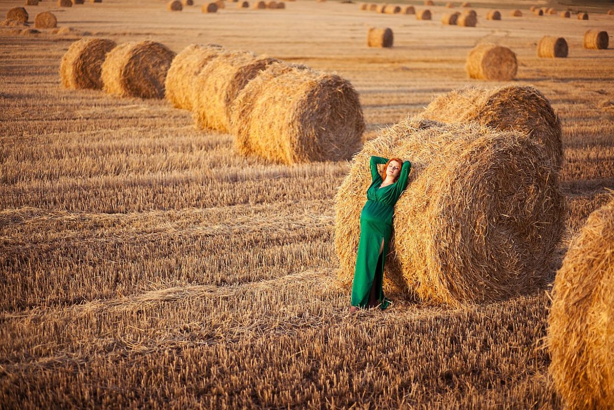 Фотосессия с сеном в рулонах