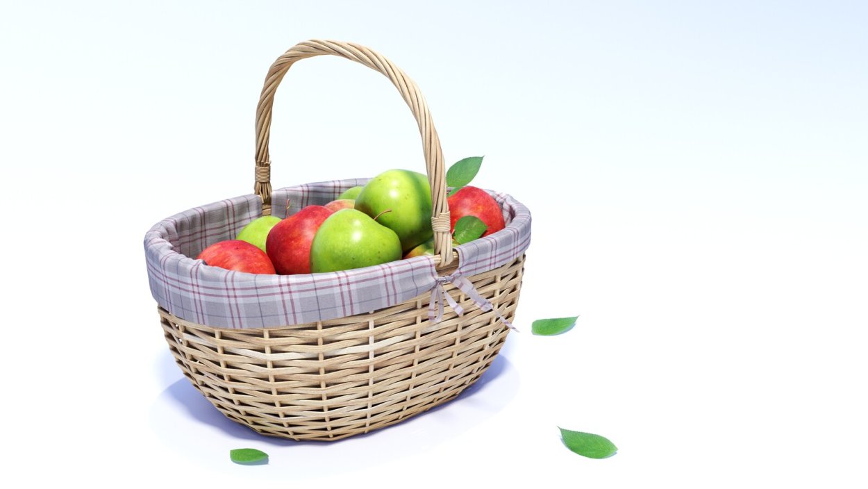Корзины с яблоками
