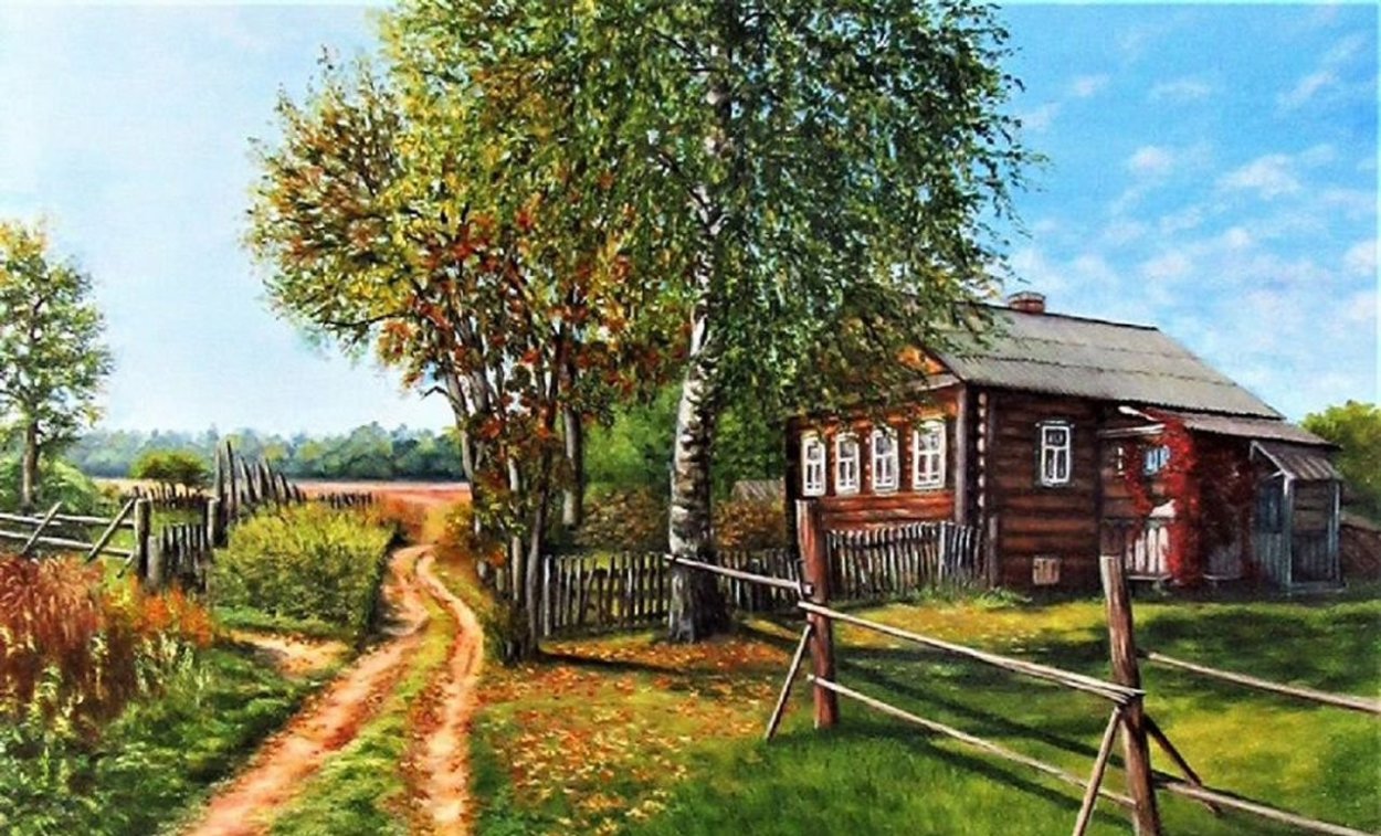 Окраина деревни живопись
