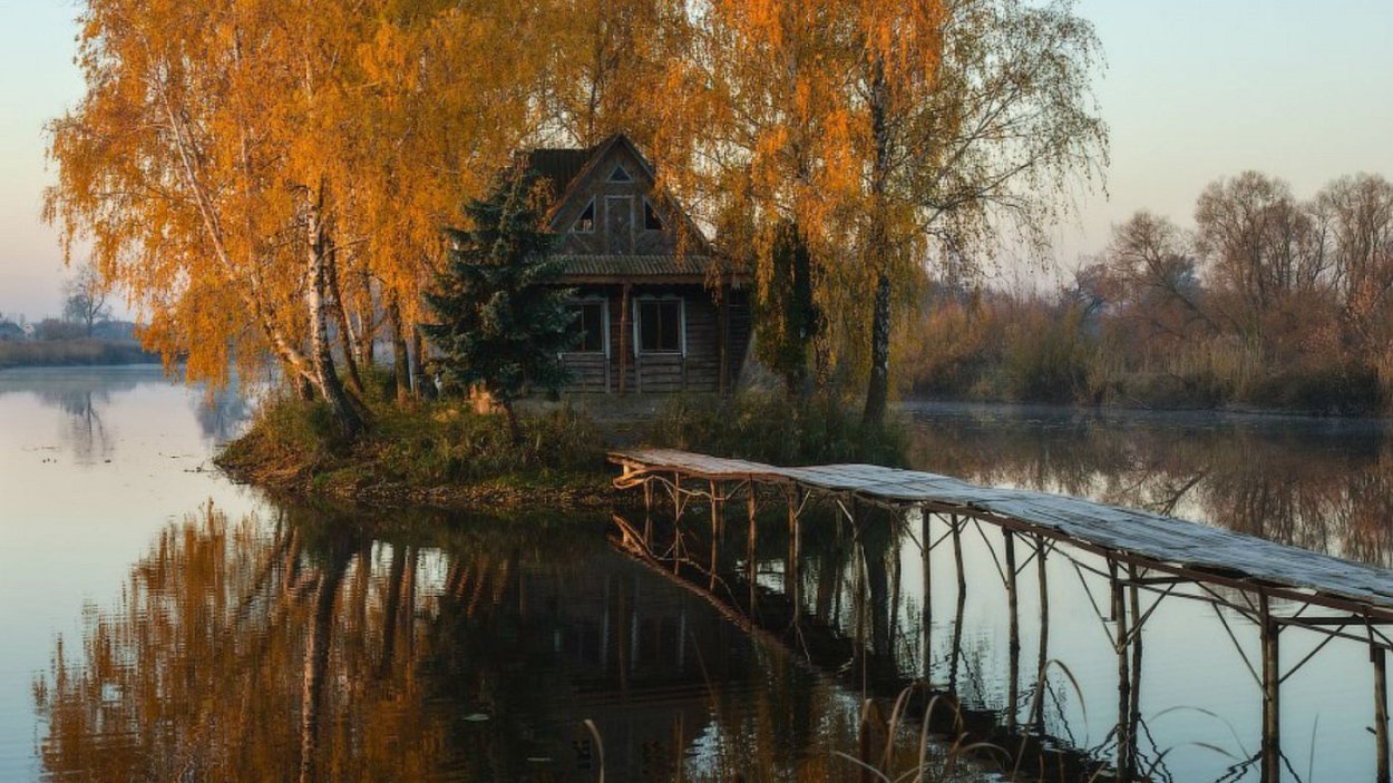 Охотничий домик на острове в селе старый Солотвин